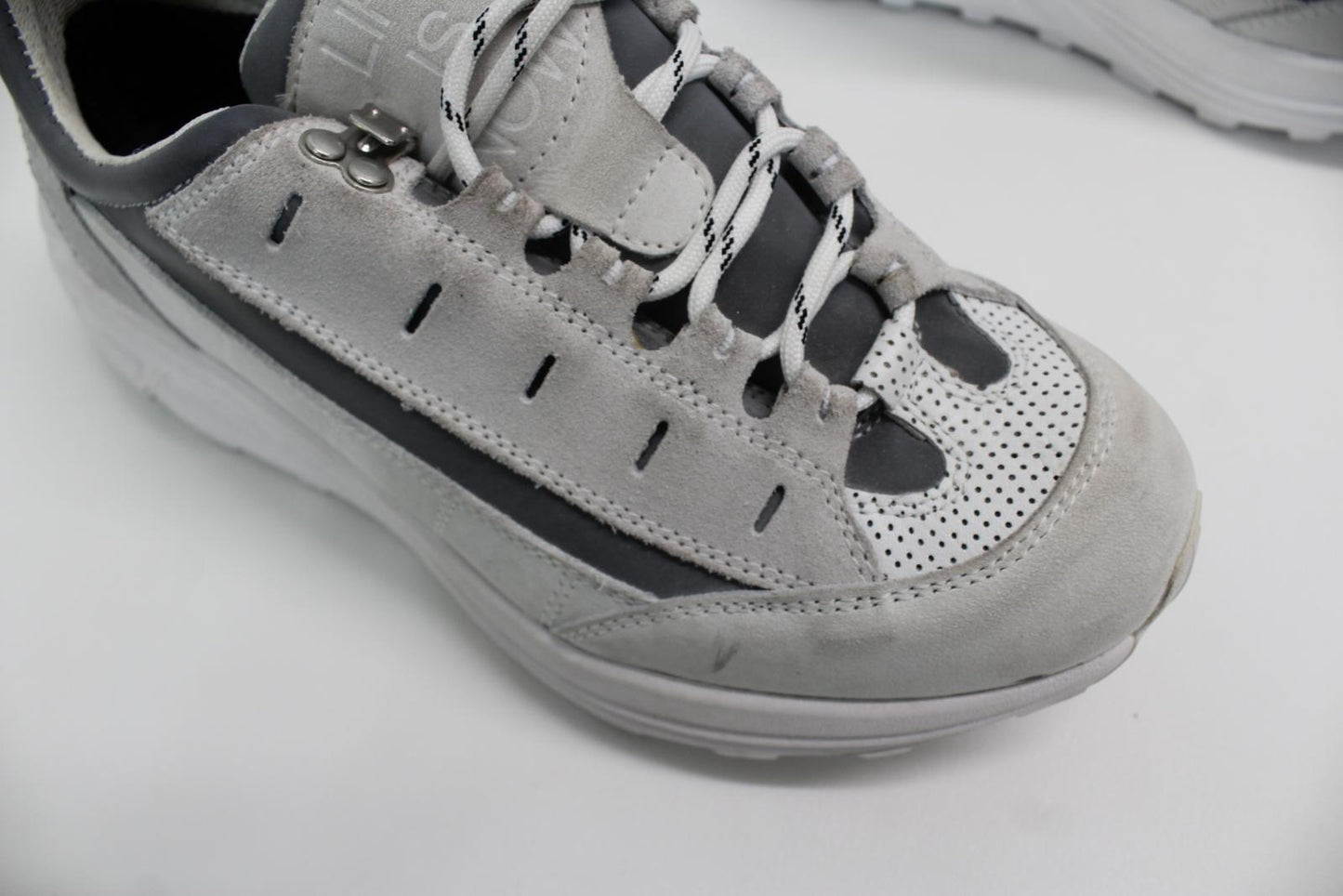 GANNI Ladies Iris Grey White Suede Panelled Hiking Trainers EU40 UK7 NEW