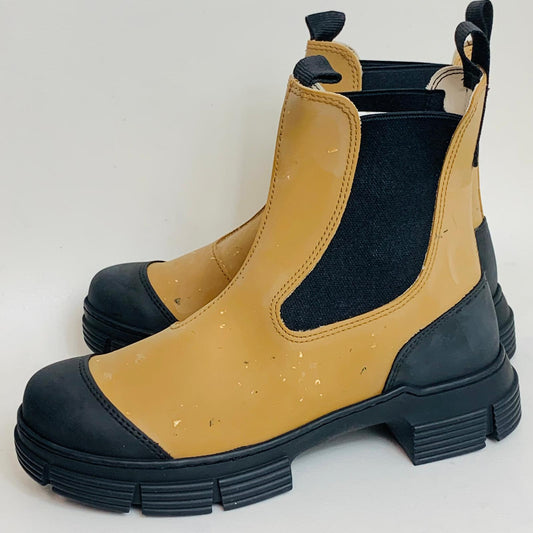 GANNI Chelsea Ladies Beige Recycled Rubber Chunky Synthetic Boot UK5 NEW RRP195
