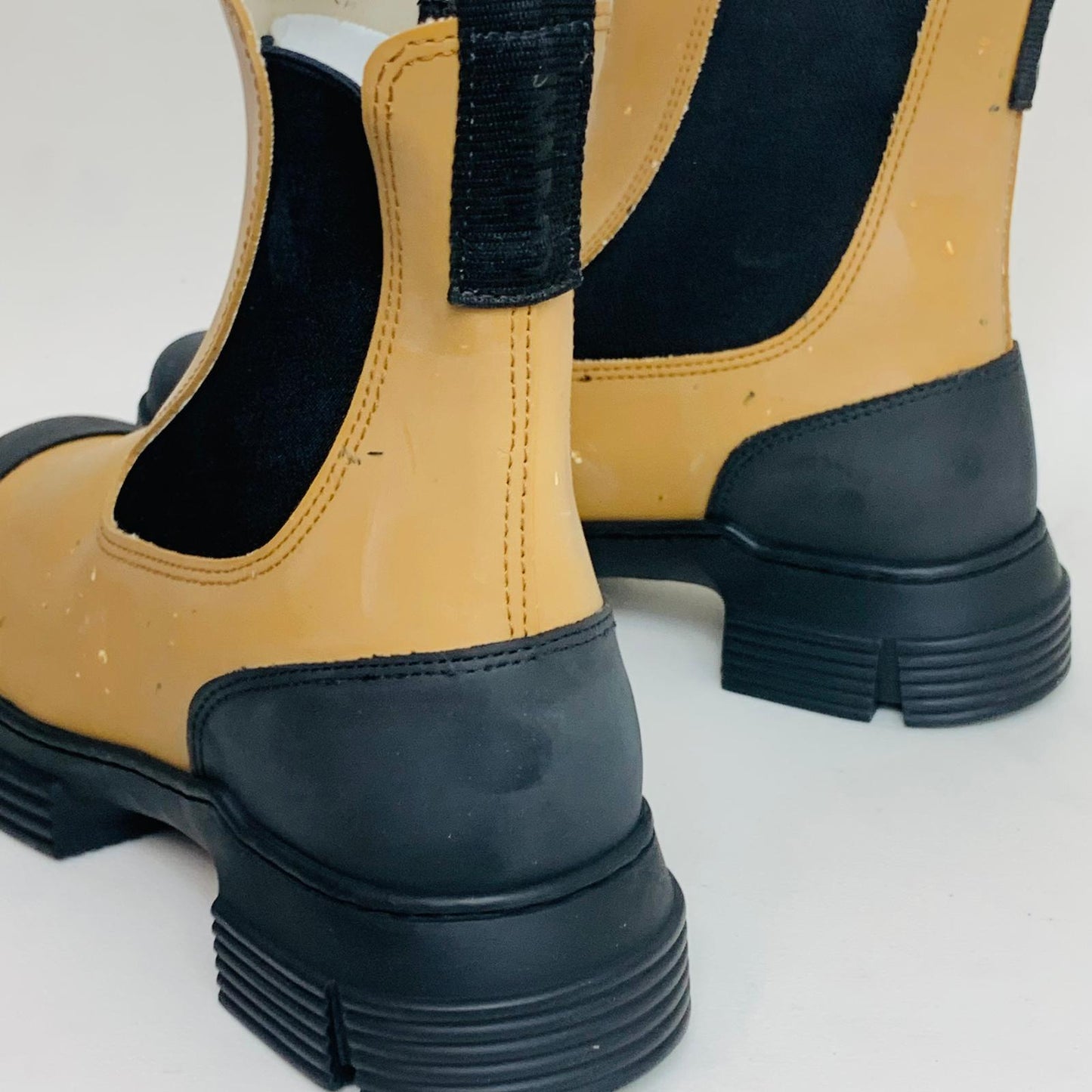 GANNI Chelsea Ladies Beige Recycled Rubber Chunky Synthetic Boot UK5 NEW RRP195