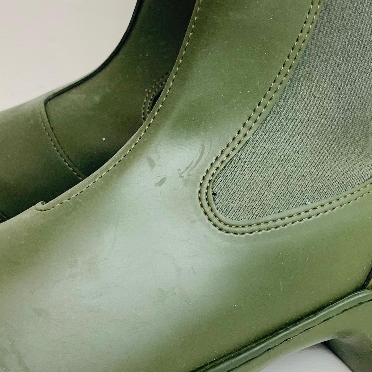 GANNI Chelsea Ladies Green Olive Recycled Rubber Synthetic Boot UK5 NEW RRP355