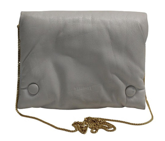 NANUSHKA Ladies Tao Cream Beige Soft Padded Faux Leather Chain Clutch Bag NEW