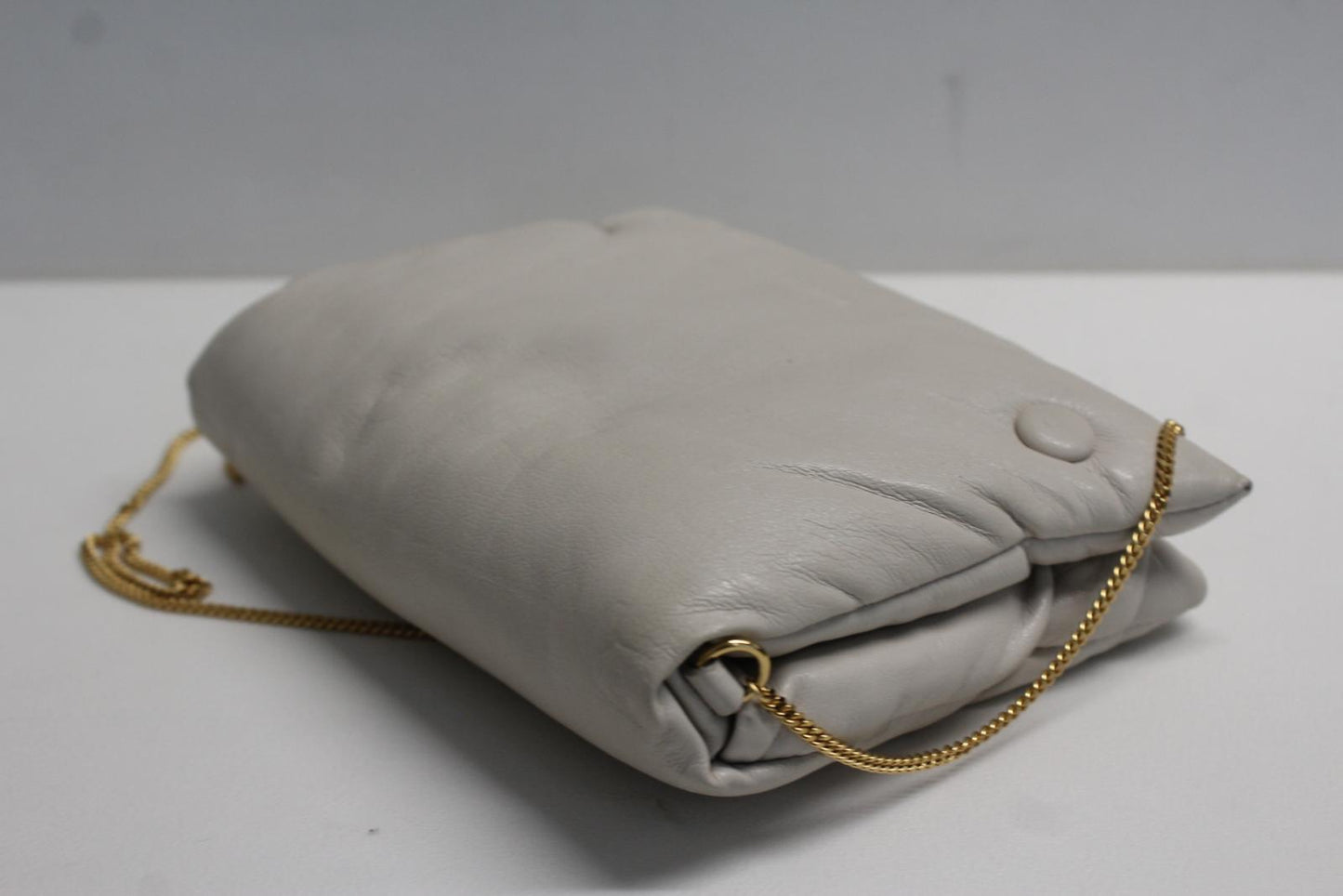 NANUSHKA Ladies Tao Cream Beige Soft Padded Faux Leather Chain Clutch Bag NEW