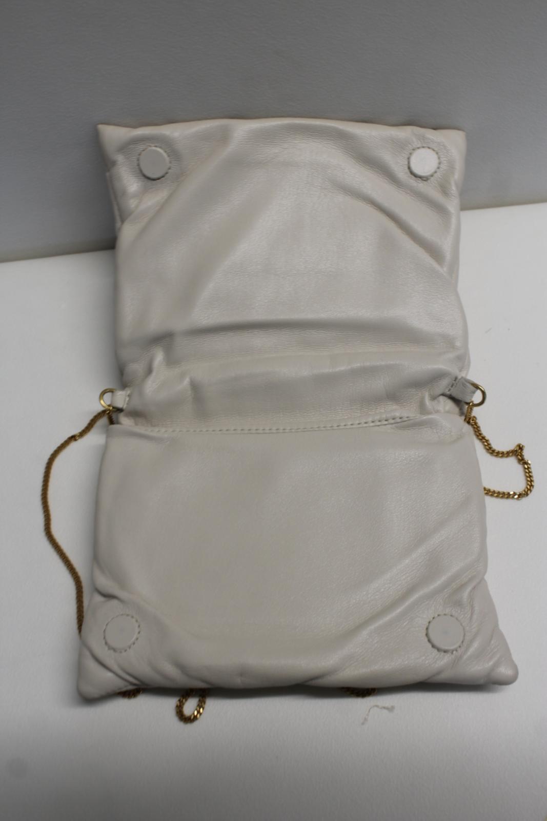 NANUSHKA Ladies Tao Cream Beige Soft Padded Faux Leather Chain Clutch Bag NEW