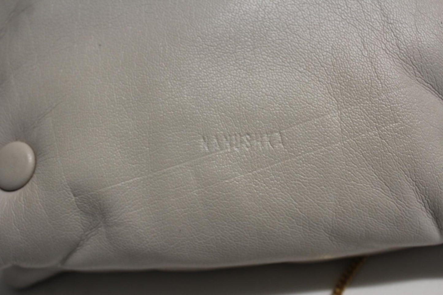 NANUSHKA Ladies Tao Cream Beige Soft Padded Faux Leather Chain Clutch Bag NEW