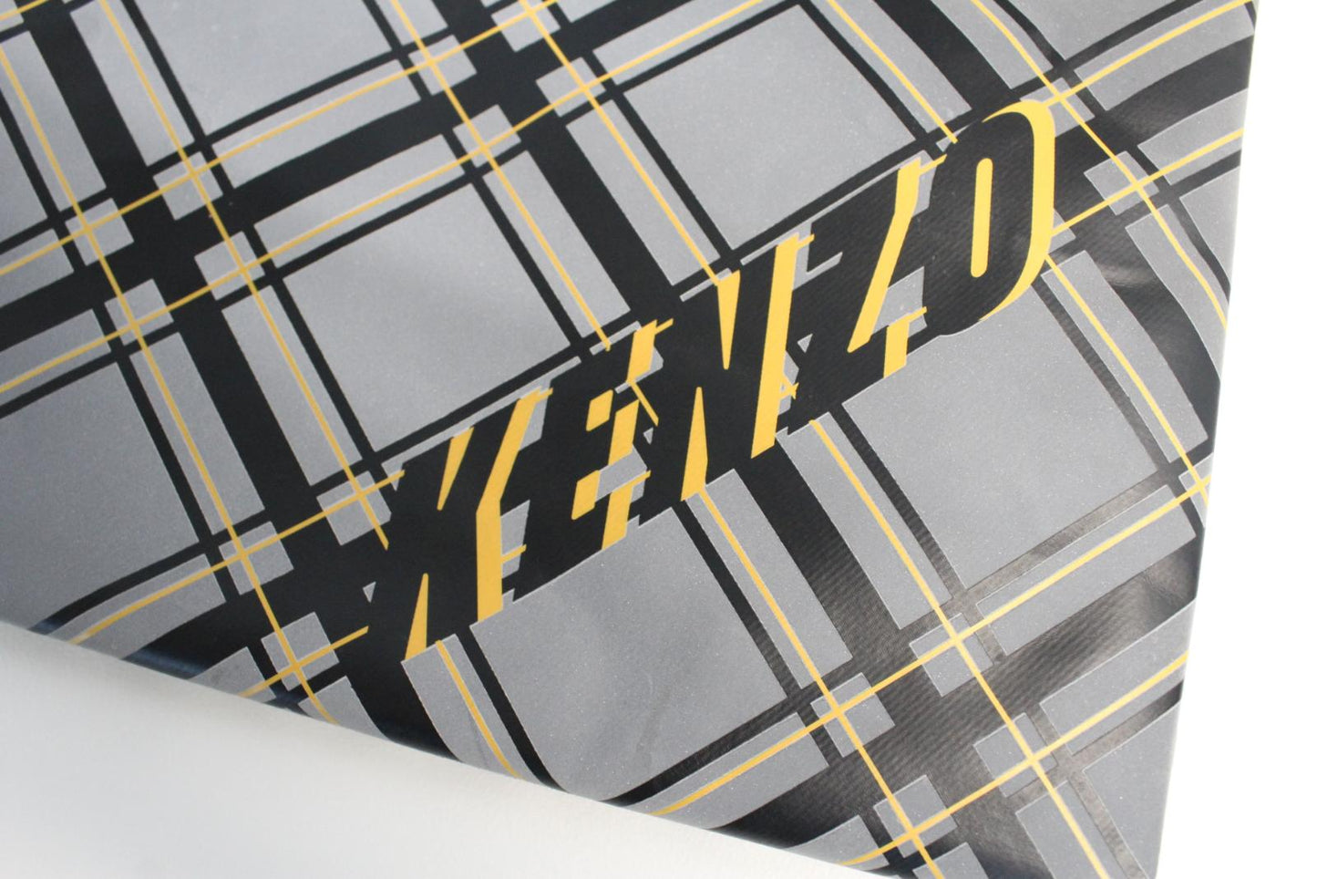 KENZO Unisex Blue Black Yellow Leather Checked Logo Zip Pouch Clutch Bag NEW