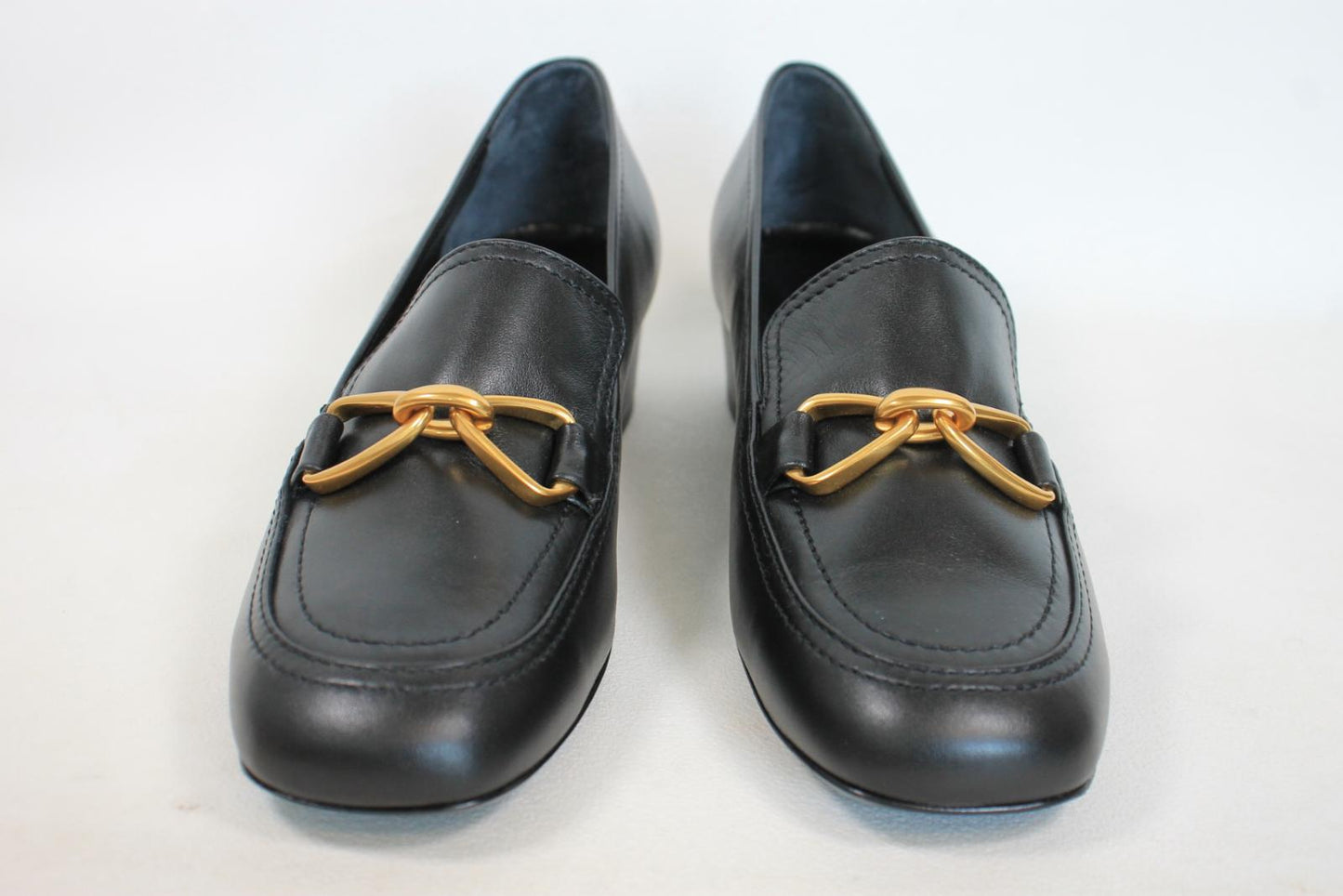 BY FAR Ladies Black Leather Lino Heeled Loafer Shoes EU39 UK6 BNIB RRP395