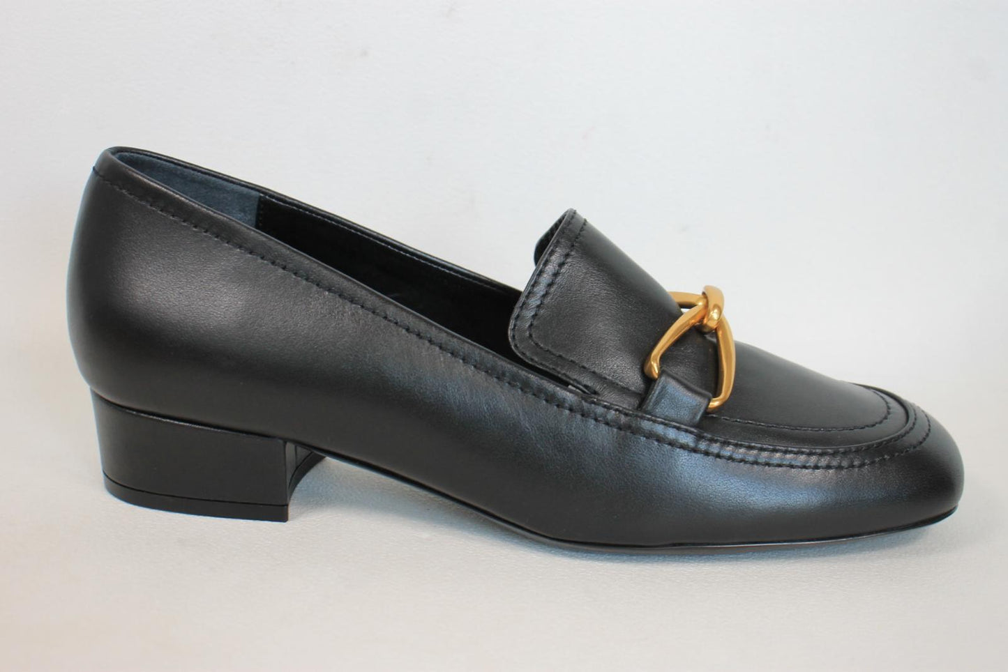 BY FAR Ladies Black Leather Lino Heeled Loafer Shoes EU39 UK6 BNIB RRP395