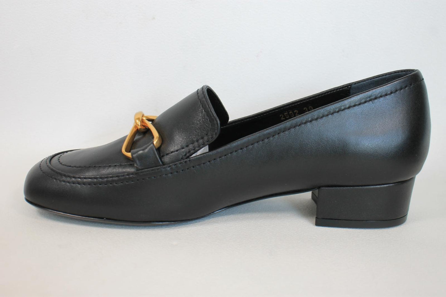 BY FAR Ladies Black Leather Lino Heeled Loafer Shoes EU39 UK6 BNIB RRP395