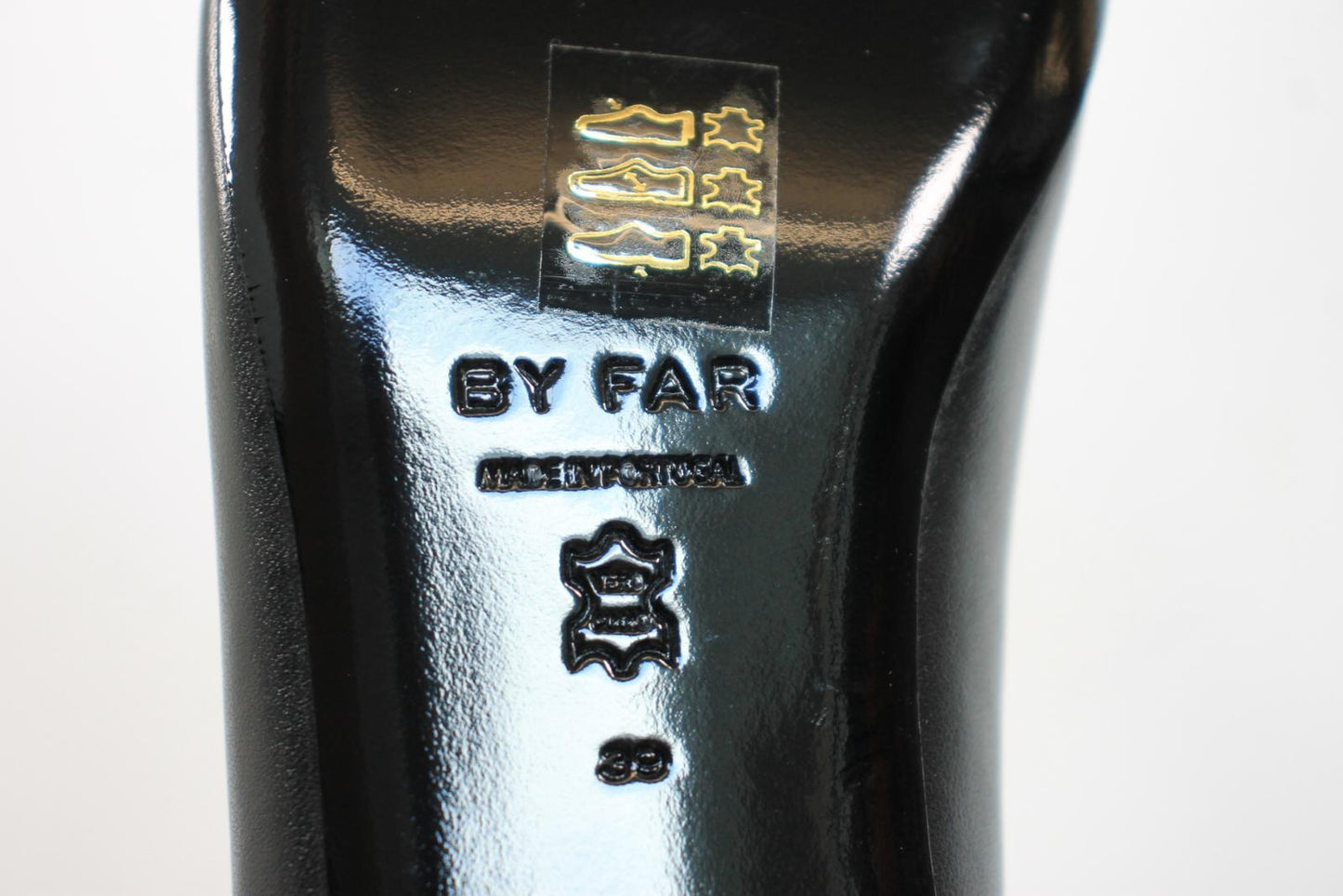 BY FAR Ladies Black Leather Lino Heeled Loafer Shoes EU39 UK6 BNIB RRP395