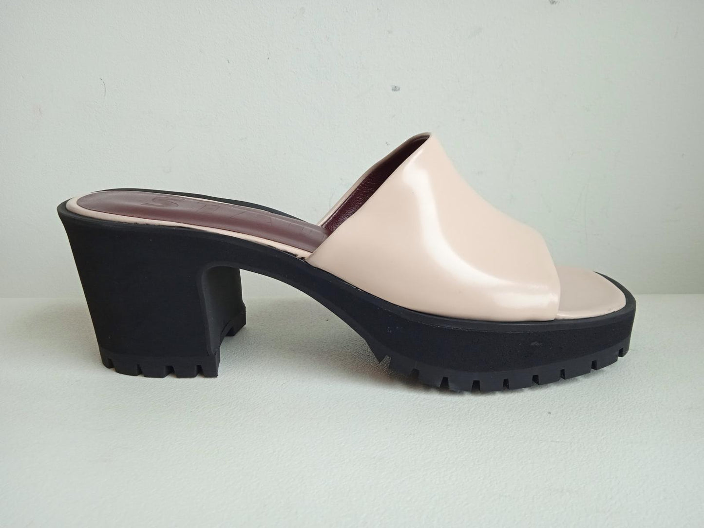 STAUD Ladies Beige Leather Amber Platform Slider Sandals RRP355 IT38 UK5 NEW