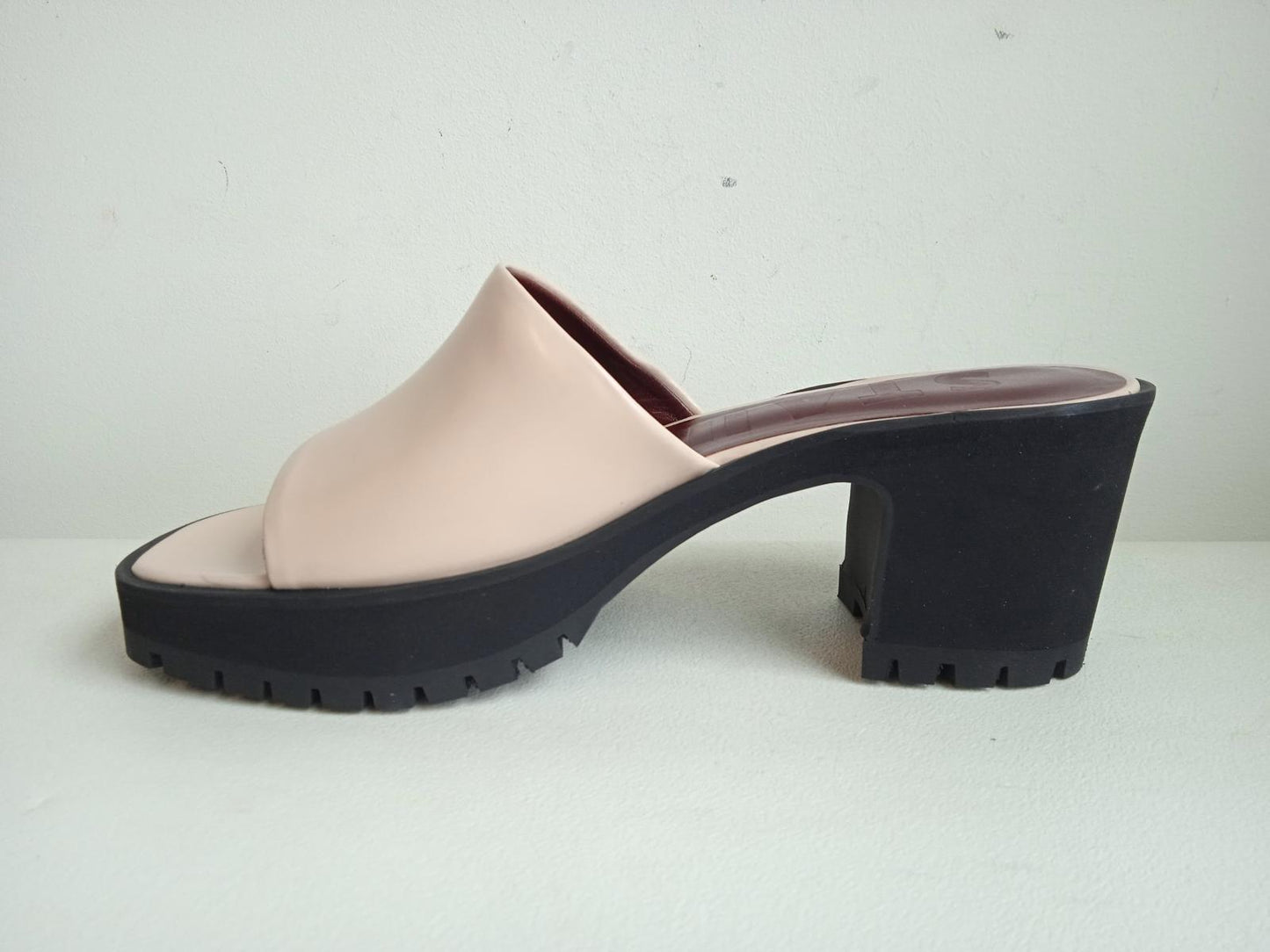 STAUD Ladies Beige Leather Amber Platform Slider Sandals RRP355 IT38 UK5 NEW