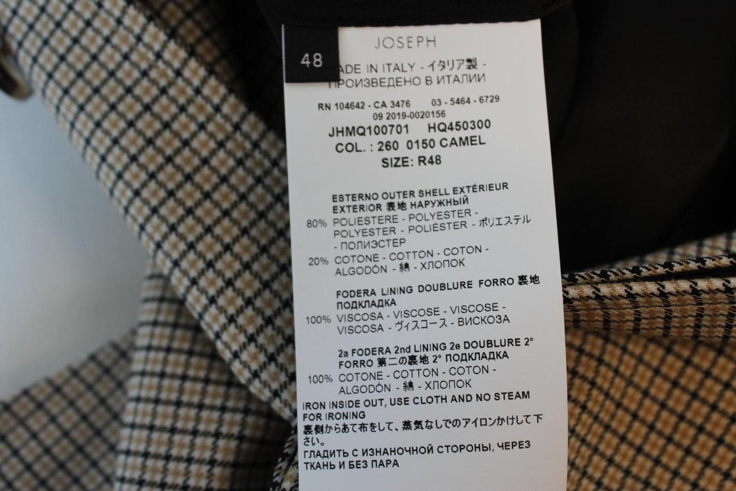 JOSEPH Men's Camel Beige Relax Fit Hidden Button Gingham Coat IT48 UK38 NEW