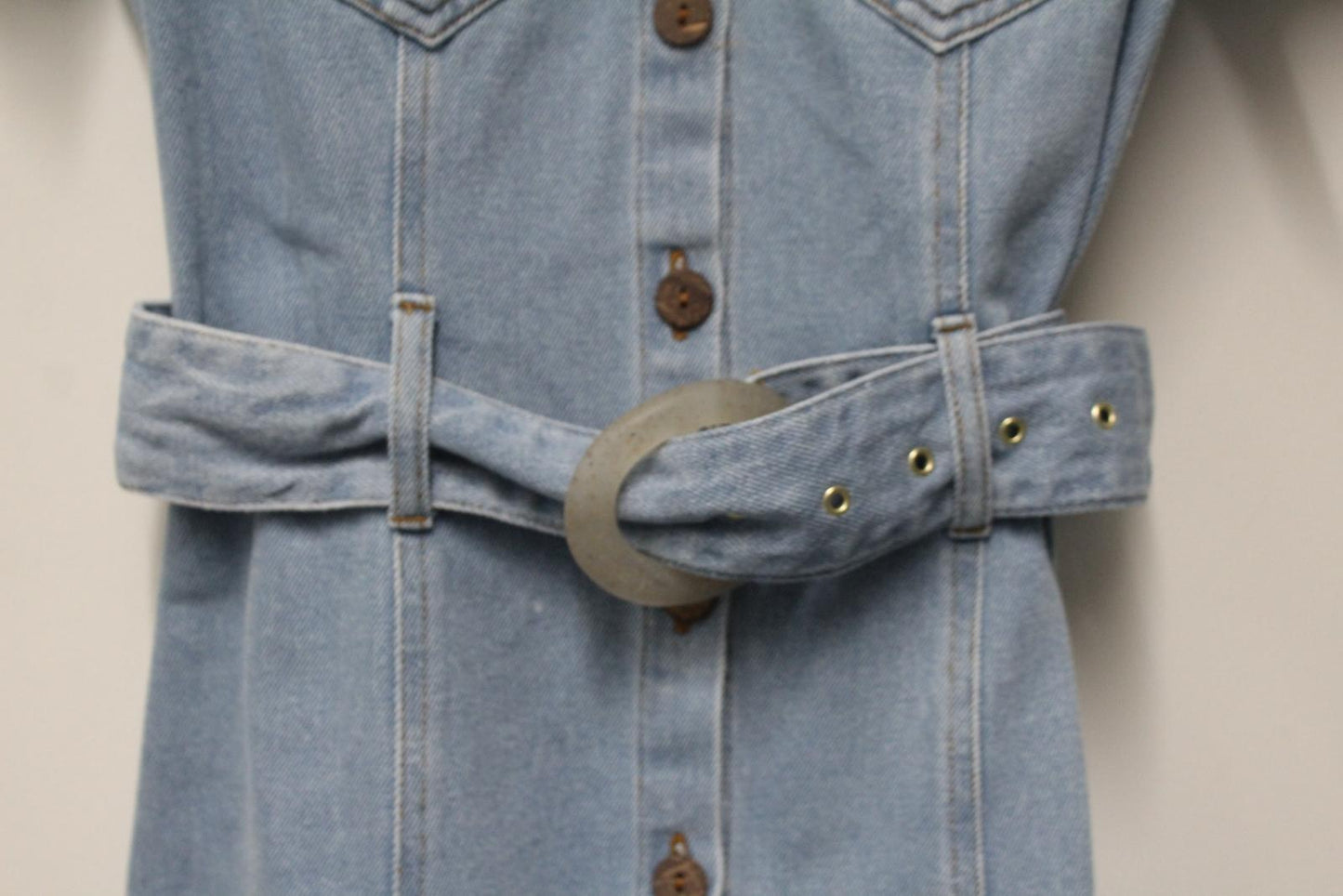 NANUSHKA Ladies 80'S Wash Blue Cotton Denim Belted Shirt Dress Size XS NEW