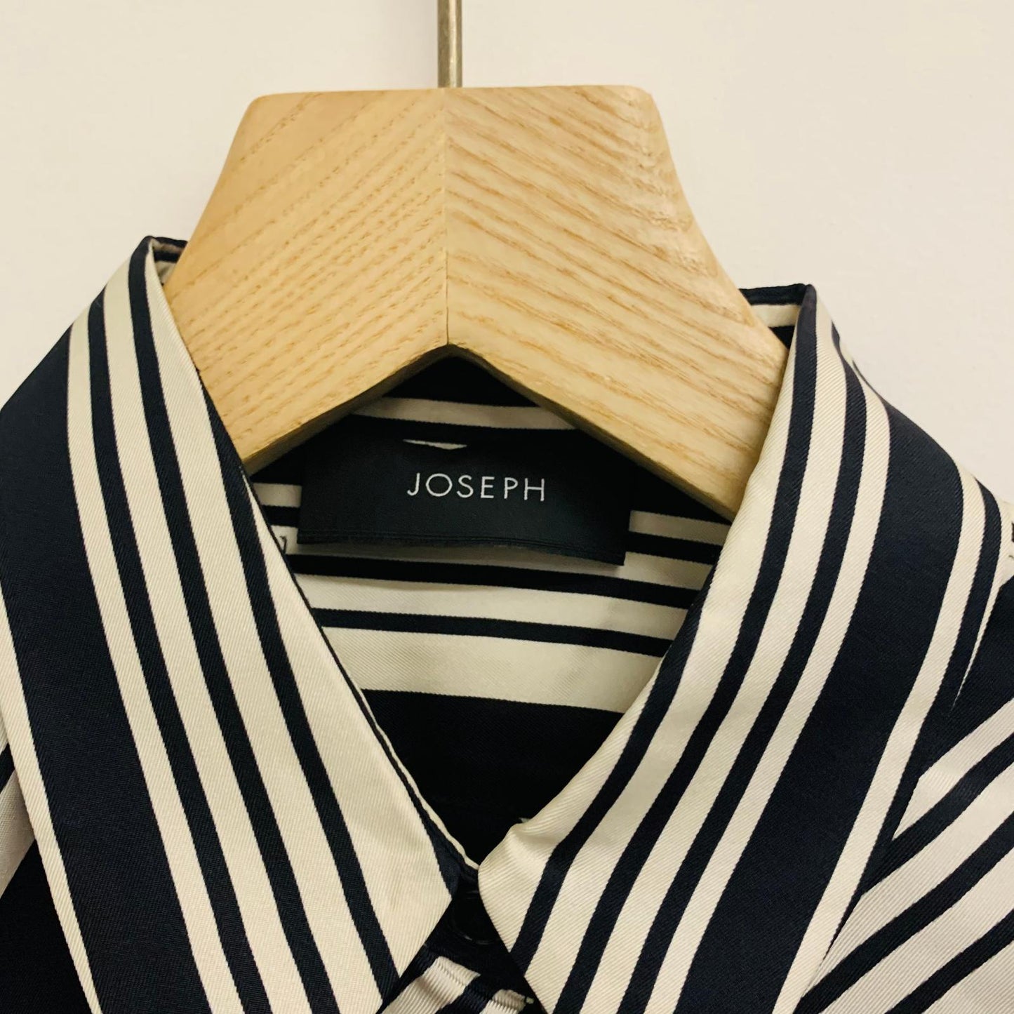 JOSEPH Black Silk Ladies Long Sleeve Collared Basic Button-Up UK8 NEW RRP190