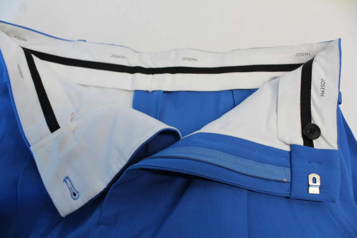 JOSEPH Ladies Riska Blue Zip Fly Wool Gabardine Trousers EU36 UK8 W30 L32 NEW