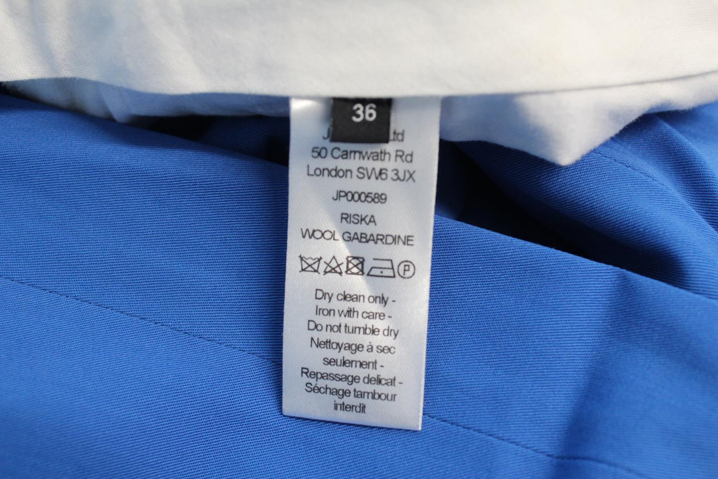 JOSEPH Ladies Riska Blue Zip Fly Wool Gabardine Trousers EU36 UK8 W30 L32 NEW
