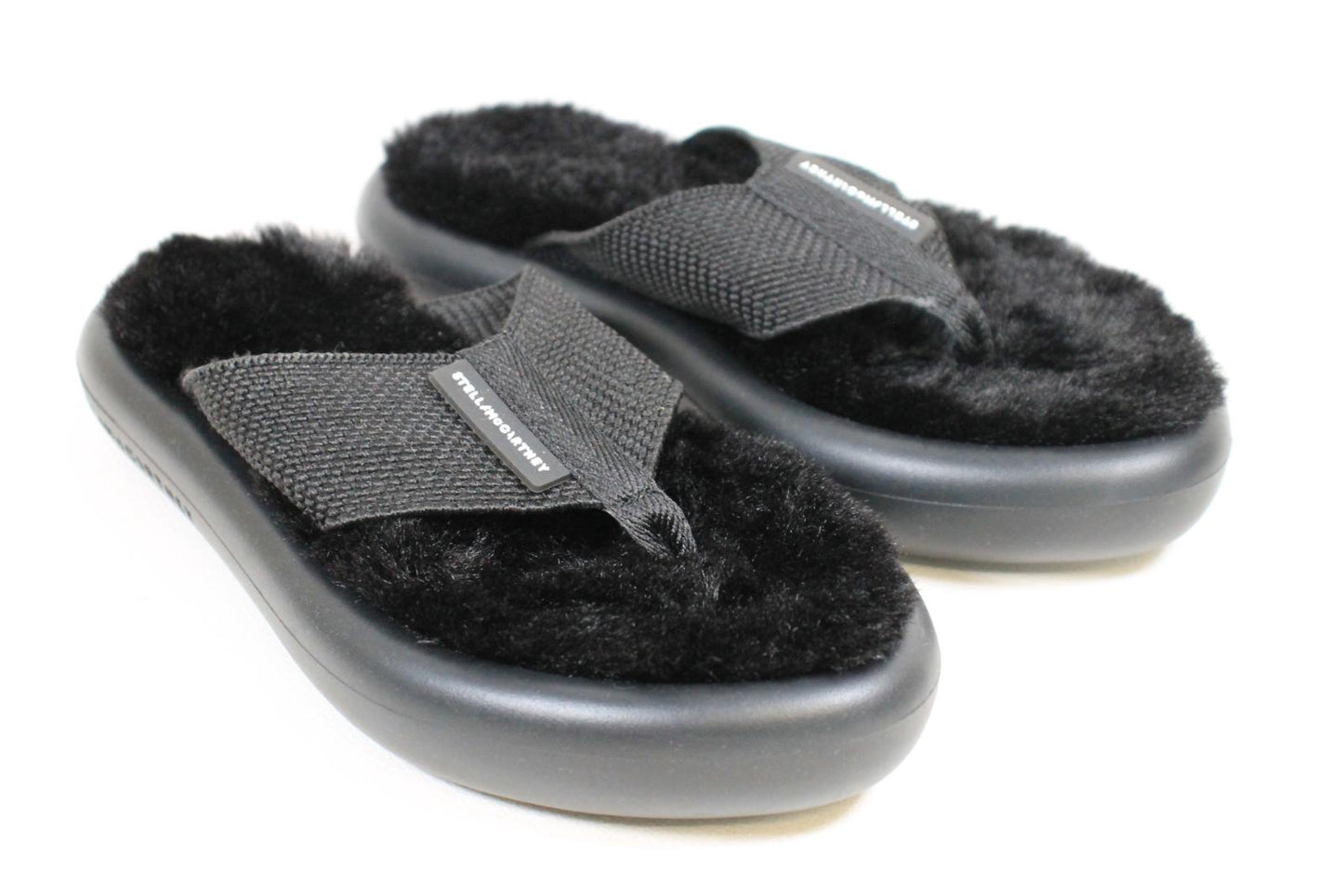 STELLA MCCARTNEY Ladies Black Faux FurAir Slide Flip Flops EU36 UK3 NEW RRP285