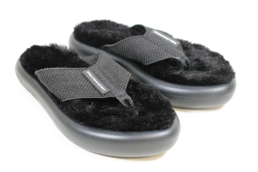 STELLA MCCARTNEY Ladies Black Faux FurAir Slide Flip Flops EU36 UK3 NEW RRP285
