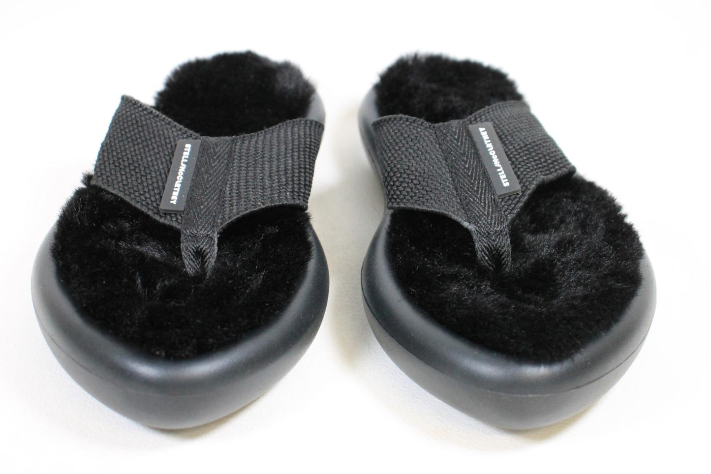 STELLA MCCARTNEY Ladies Black Faux FurAir Slide Flip Flops EU36 UK3 NEW RRP285