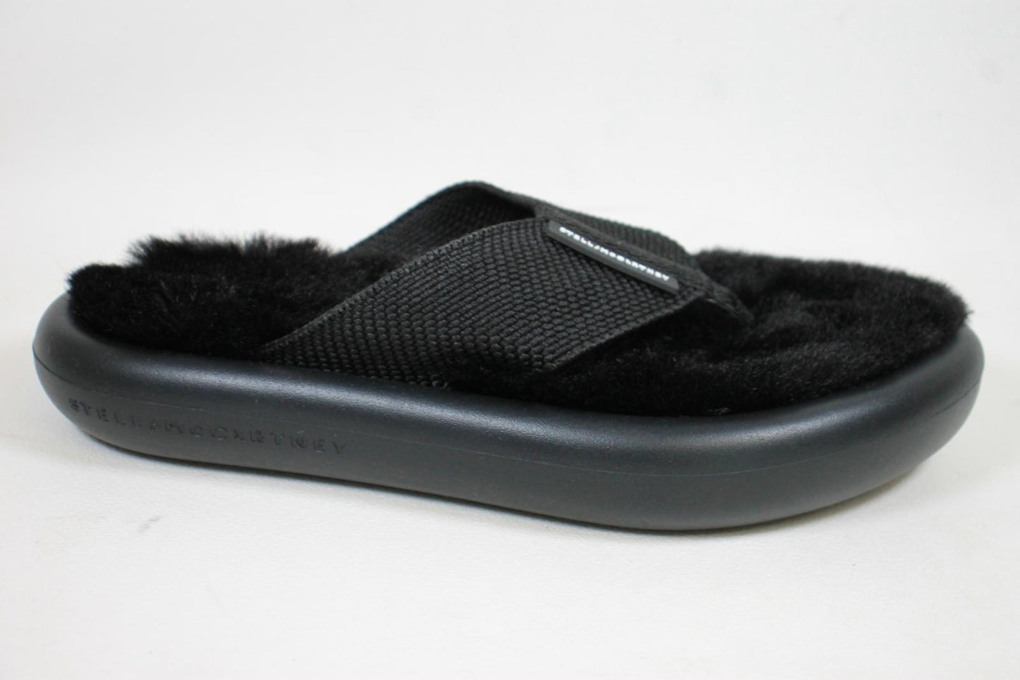 STELLA MCCARTNEY Ladies Black Faux FurAir Slide Flip Flops EU36 UK3 NEW RRP285
