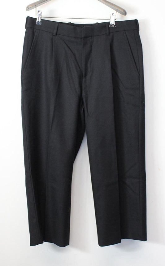ALEXANDER McQUEEN Ladies Black Cropped Zip Fly Twill Wool Pants 48 W34 L24 NEW