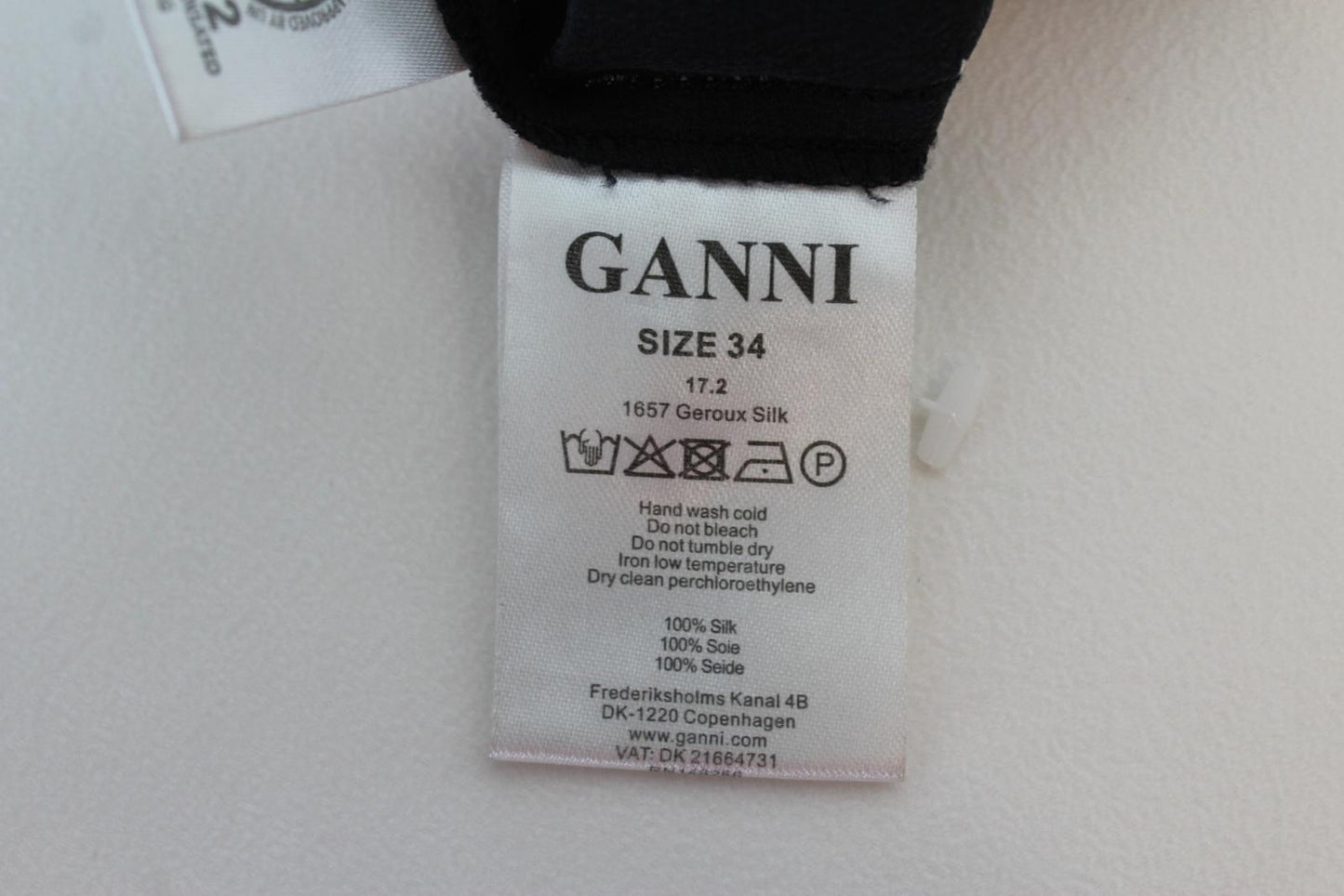 GANNI Ladies Black Orange Floral Short Sleeve Satin Silk Shirt EU34 UK6 NEW