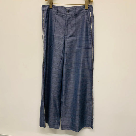 GANNI Ladies Blue Trousers Crystal Sidelines Dress Pants UK 10 NEW RRP435