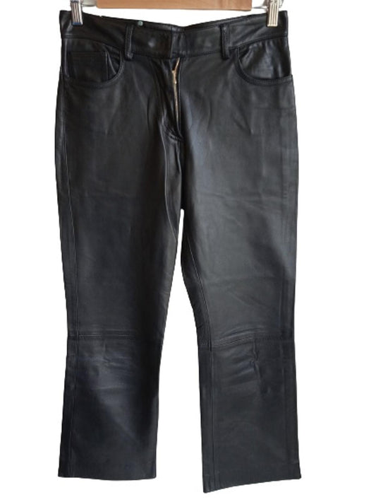 PAUL SMITH Ladies Leather Straight Leg Cropped Trousers RRP1205 EU38 UK6 NEW