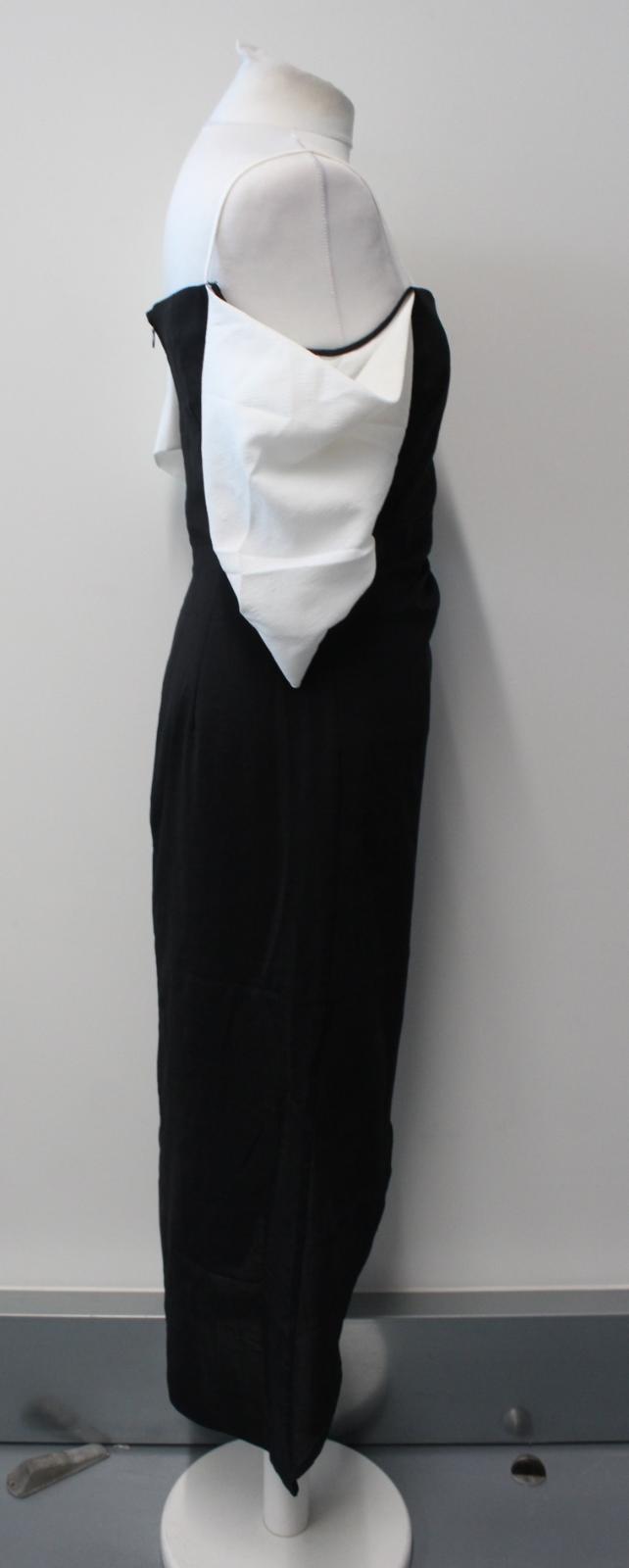 REJINA PYO Ladies Layla Ivory/Black Crepe Cold Shoulder Dress Size UK10 NEW