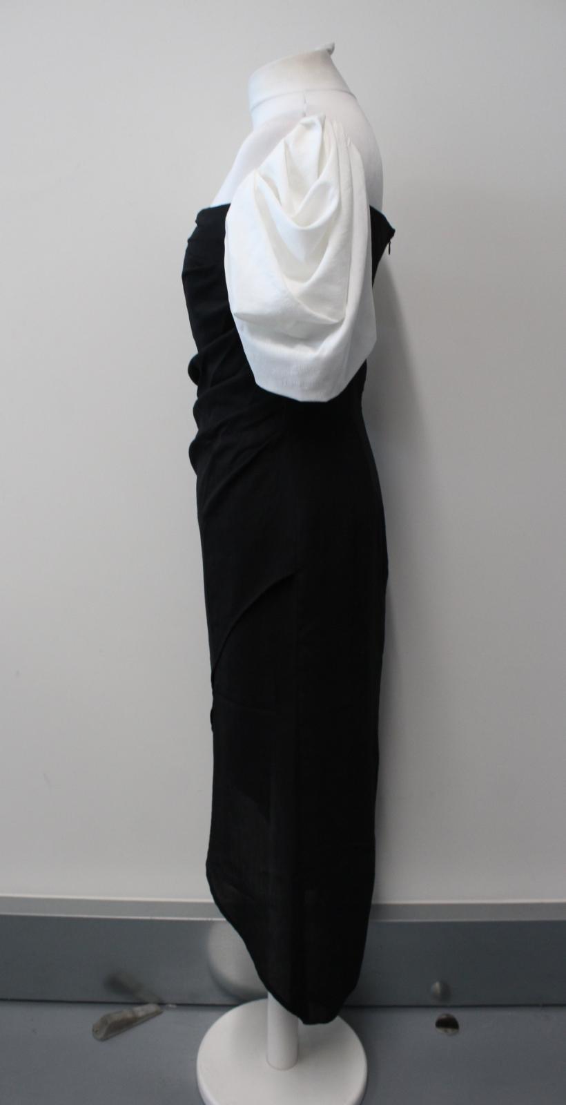 REJINA PYO Ladies Layla Ivory/Black Crepe Cold Shoulder Dress Size UK10 NEW