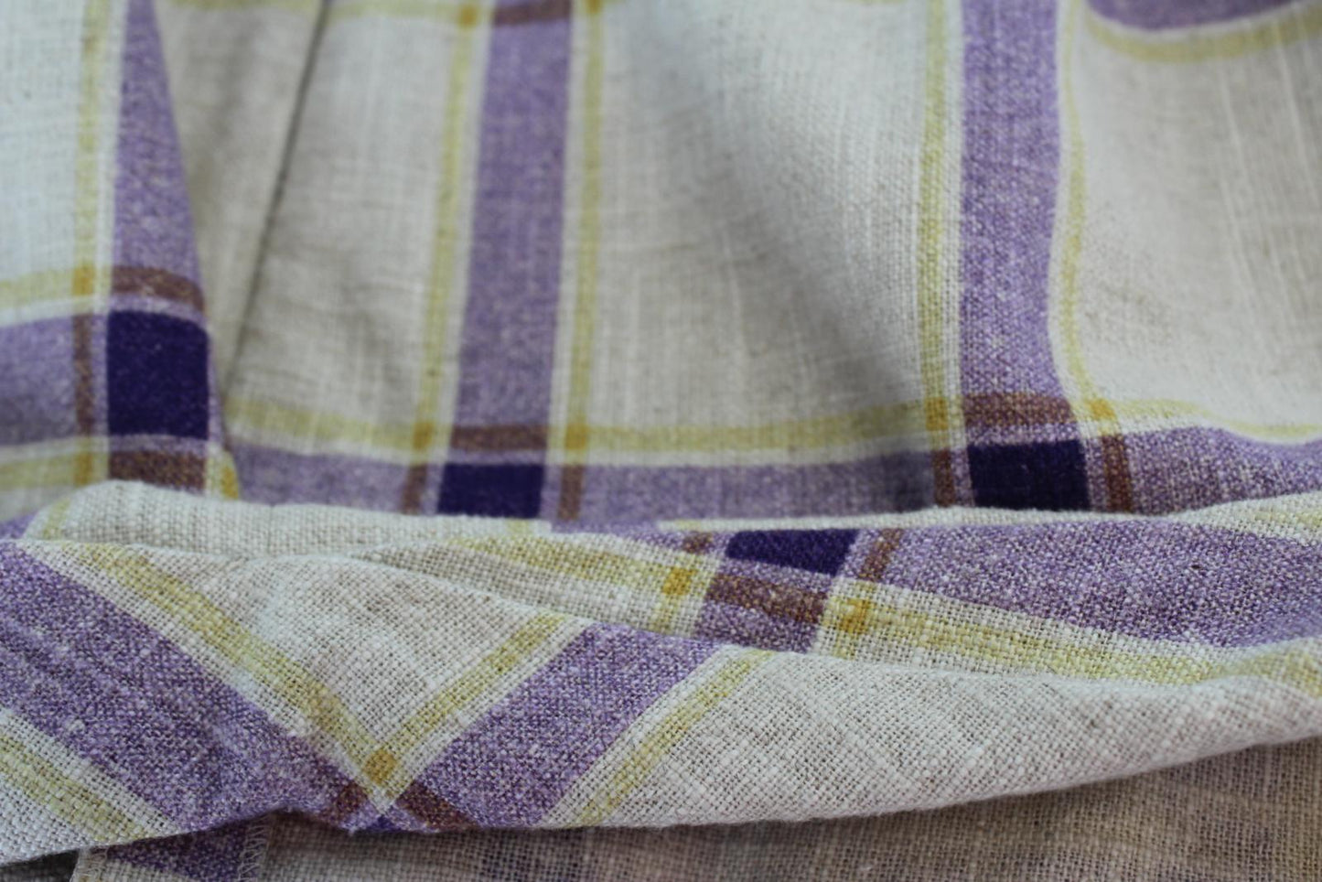 REJINA PYO Ladies Cecilie Purple Yellow Gathered Check Linen Mini Skirt UK8 NEW