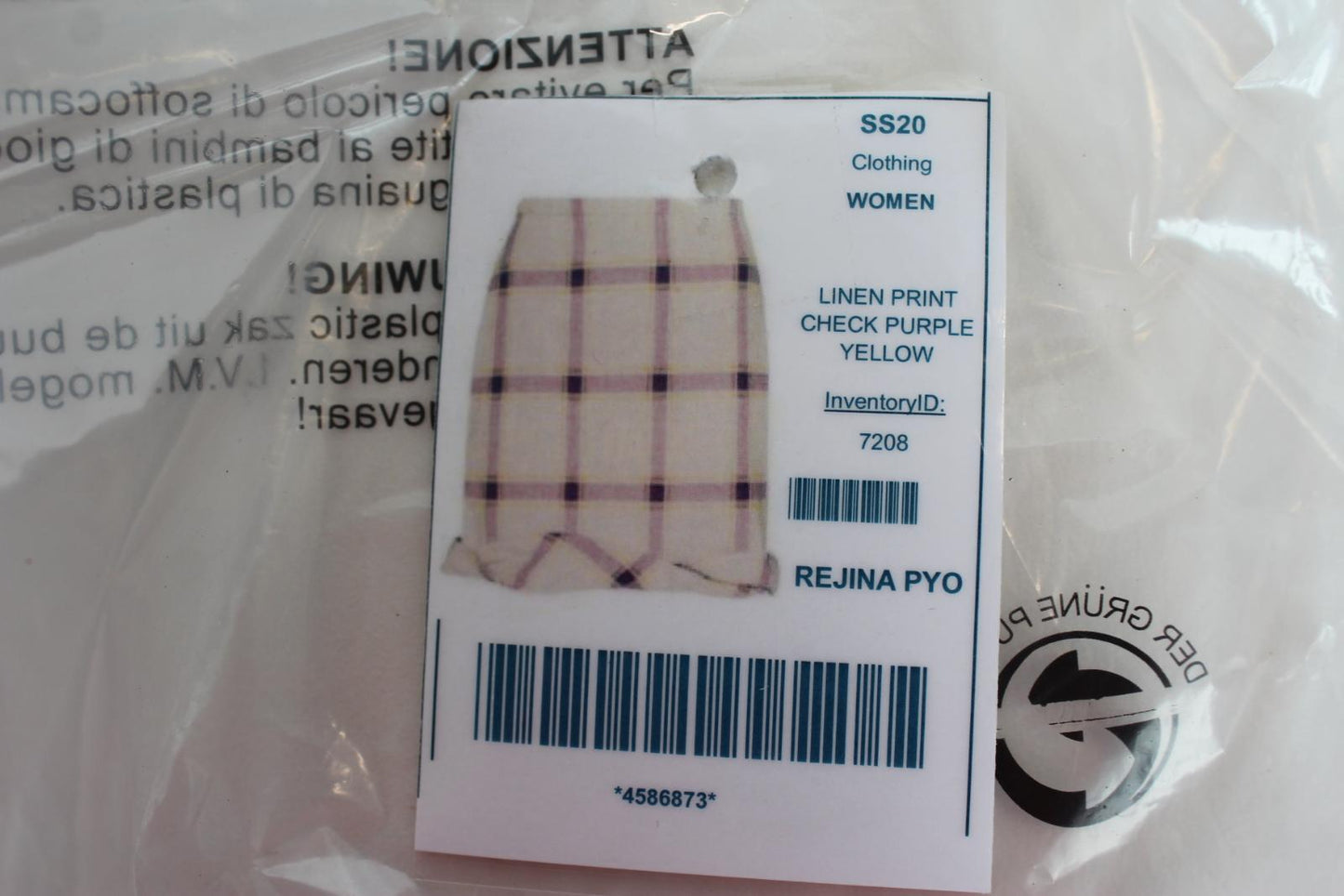 REJINA PYO Ladies Cecilie Purple Yellow Gathered Check Linen Mini Skirt UK8 NEW