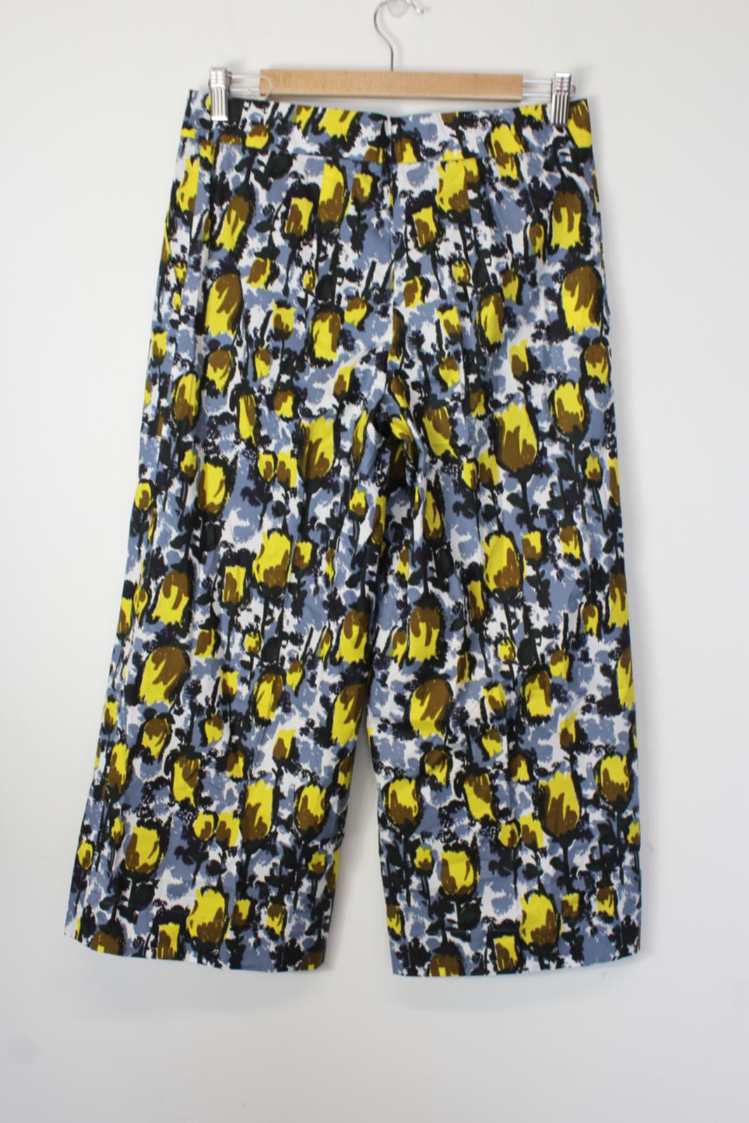 MARNI Ladies Commessa Multi-Coloured Printed Button Cotton Trousers IT40 UK8 NEW