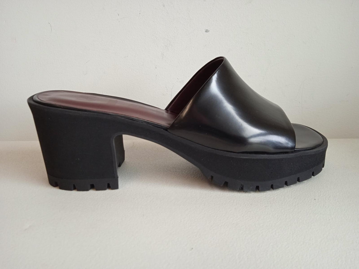 STAUD Ladies Black Leather Amber Platform Sandals Size EU40 UK7 RRP355 NEW