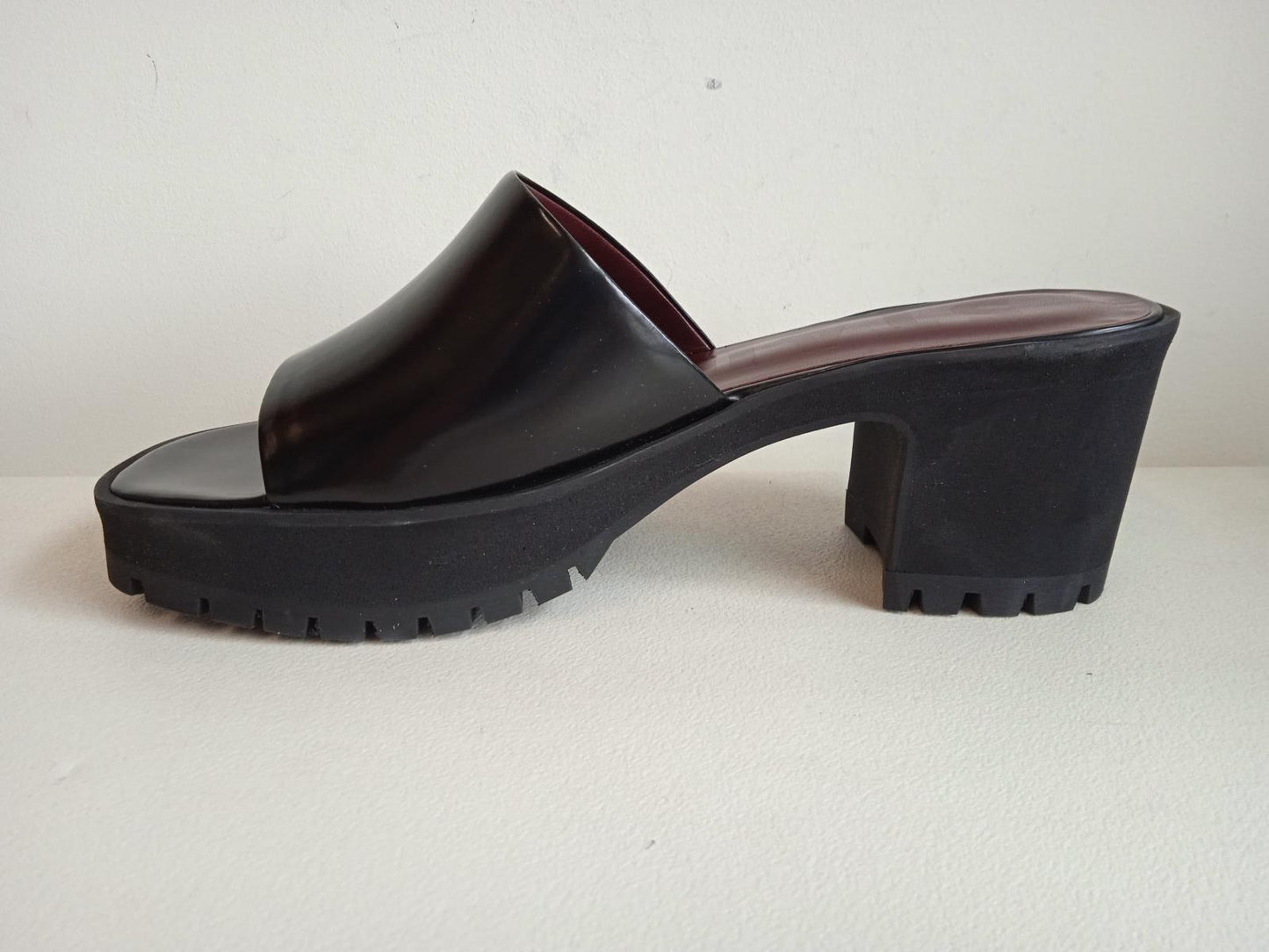 STAUD Ladies Black Leather Amber Platform Sandals Size EU40 UK7 RRP355 NEW