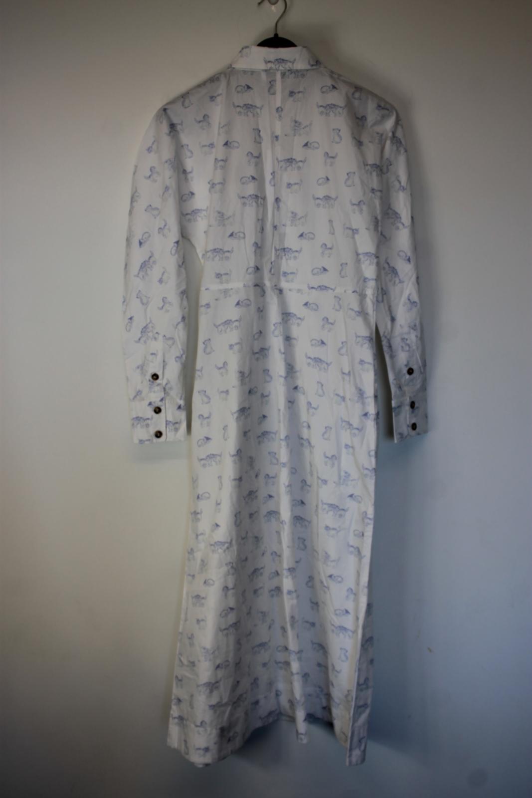 GANNI Ladies White Cotton Long Sleeve Kitten Shirt Dress EU34 UK6 BNWT