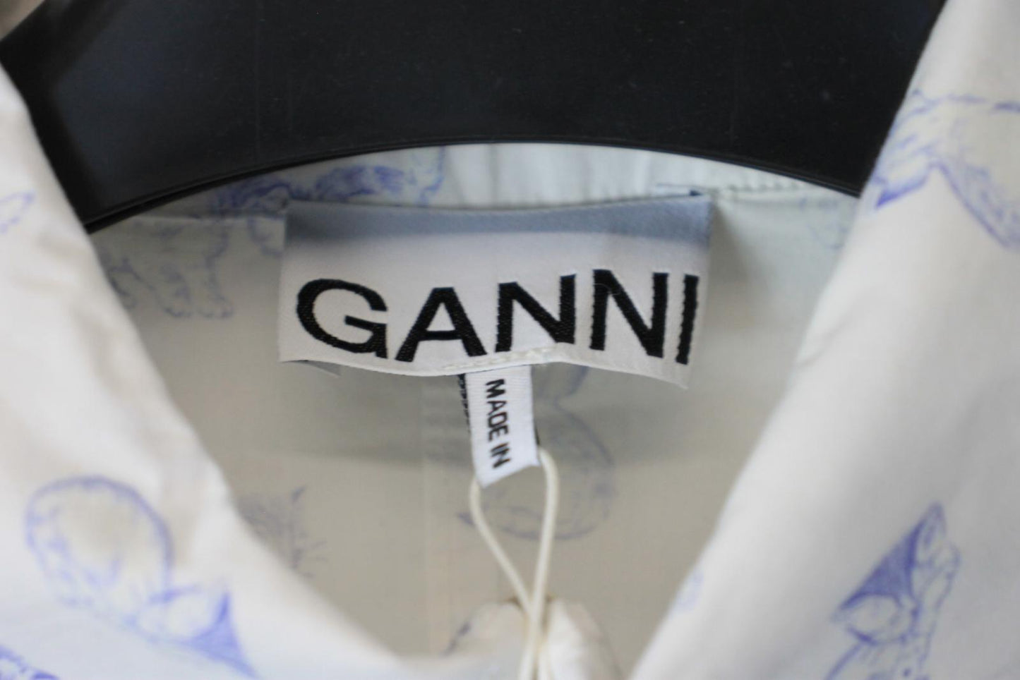 GANNI Ladies White Cotton Long Sleeve Kitten Shirt Dress EU34 UK6 BNWT