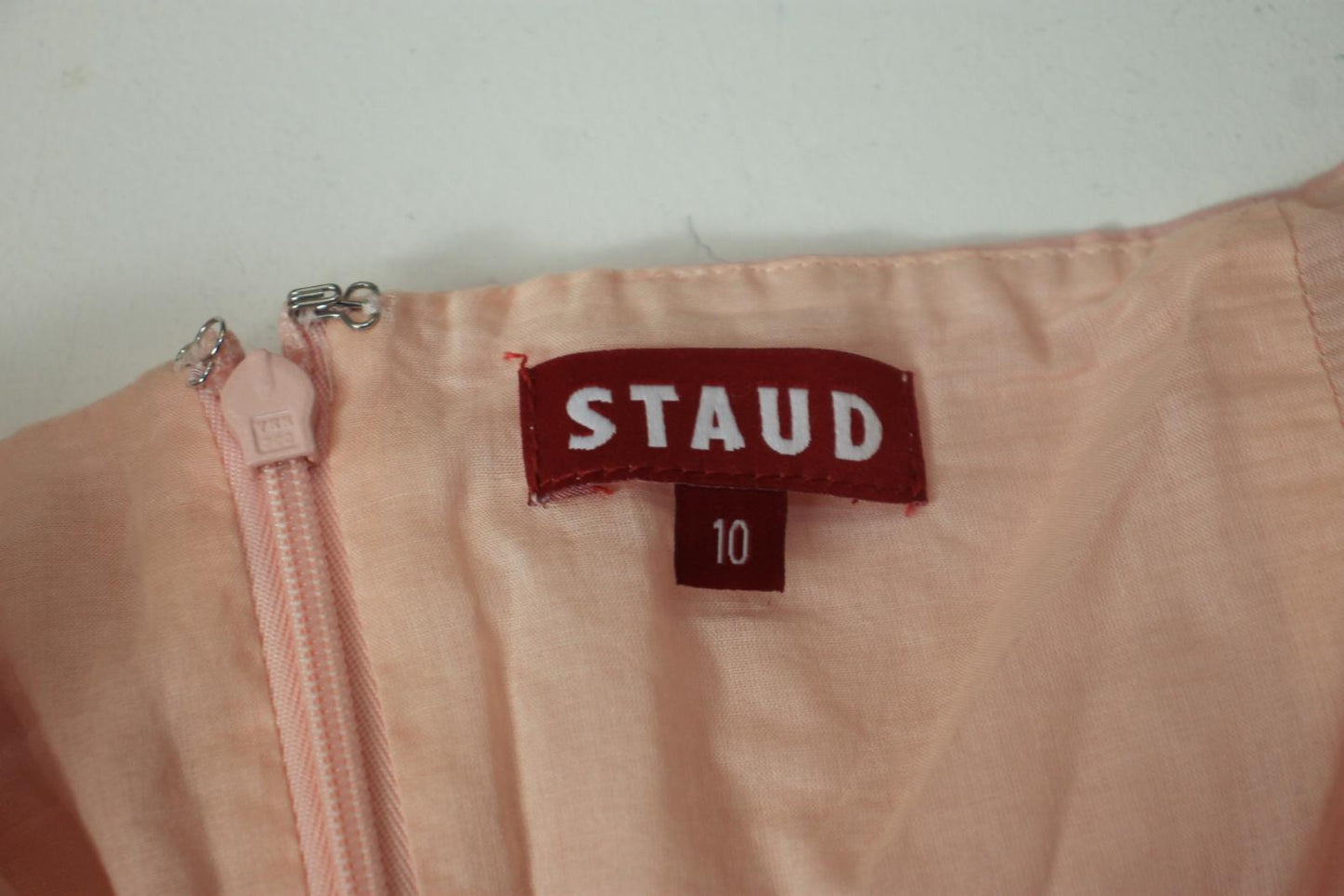 STAUD Ladies Pink Cotton Off-The-Shoulder A-Line Midi Elio Dress EU42 UK14 BNWT