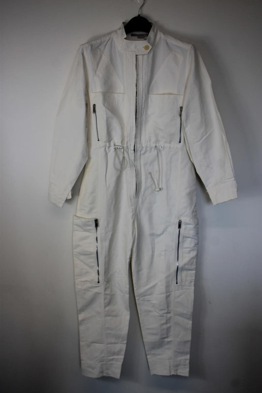 STELLA MCCARTNEY Ladies White Cotton Zip-Pocket Jumpsuit EU36 UK8 NEW