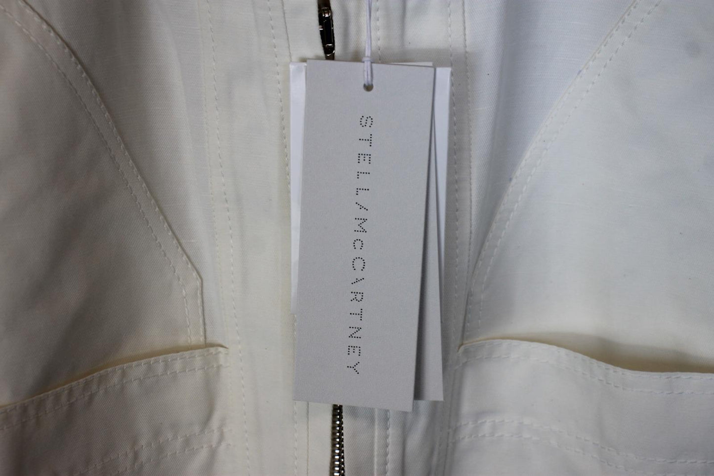 STELLA MCCARTNEY Ladies White Cotton Zip-Pocket Jumpsuit EU36 UK8 NEW