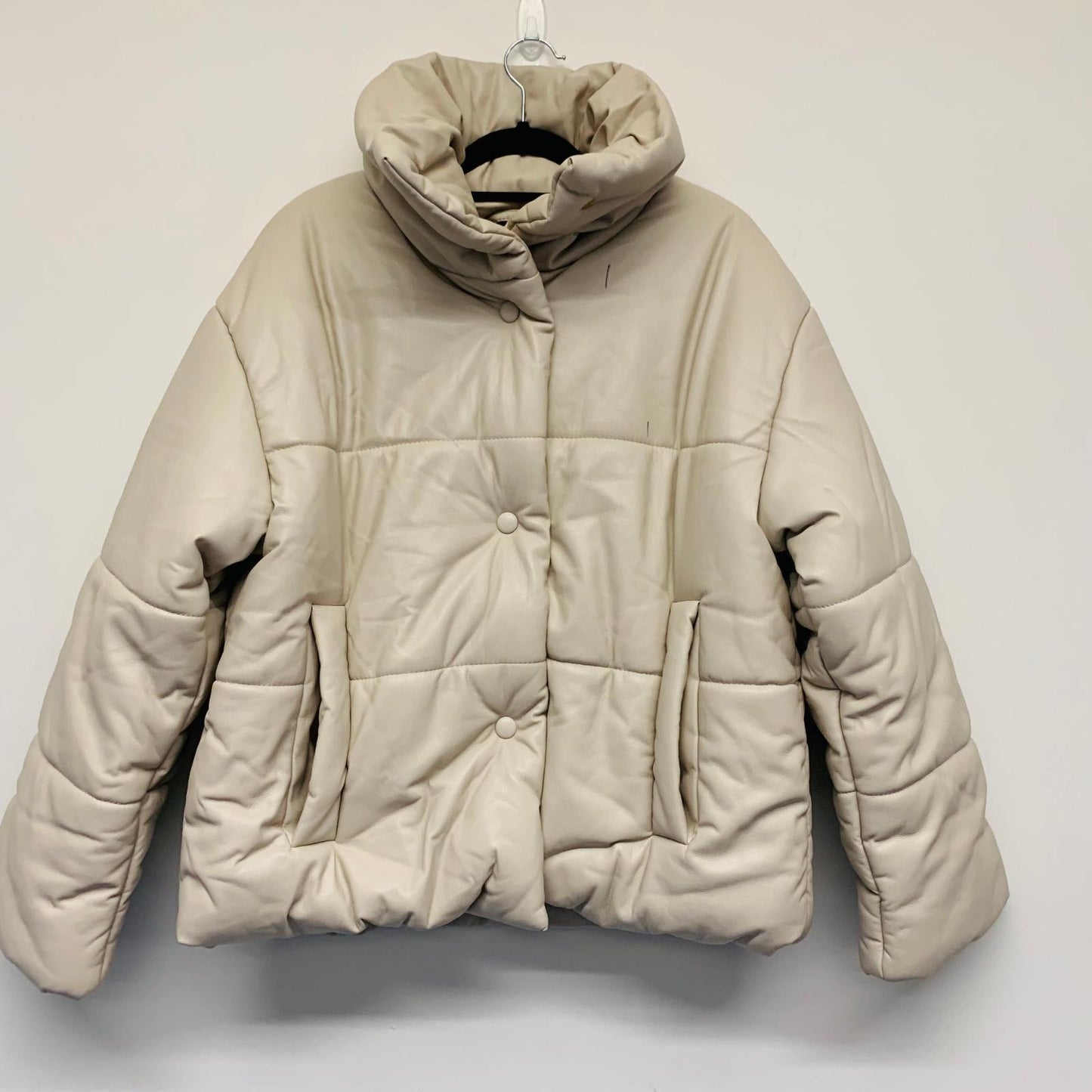 NANUSHKA Beige Ladies Puffer Cropped Long Sleeve Collared Coat UK XS NEW