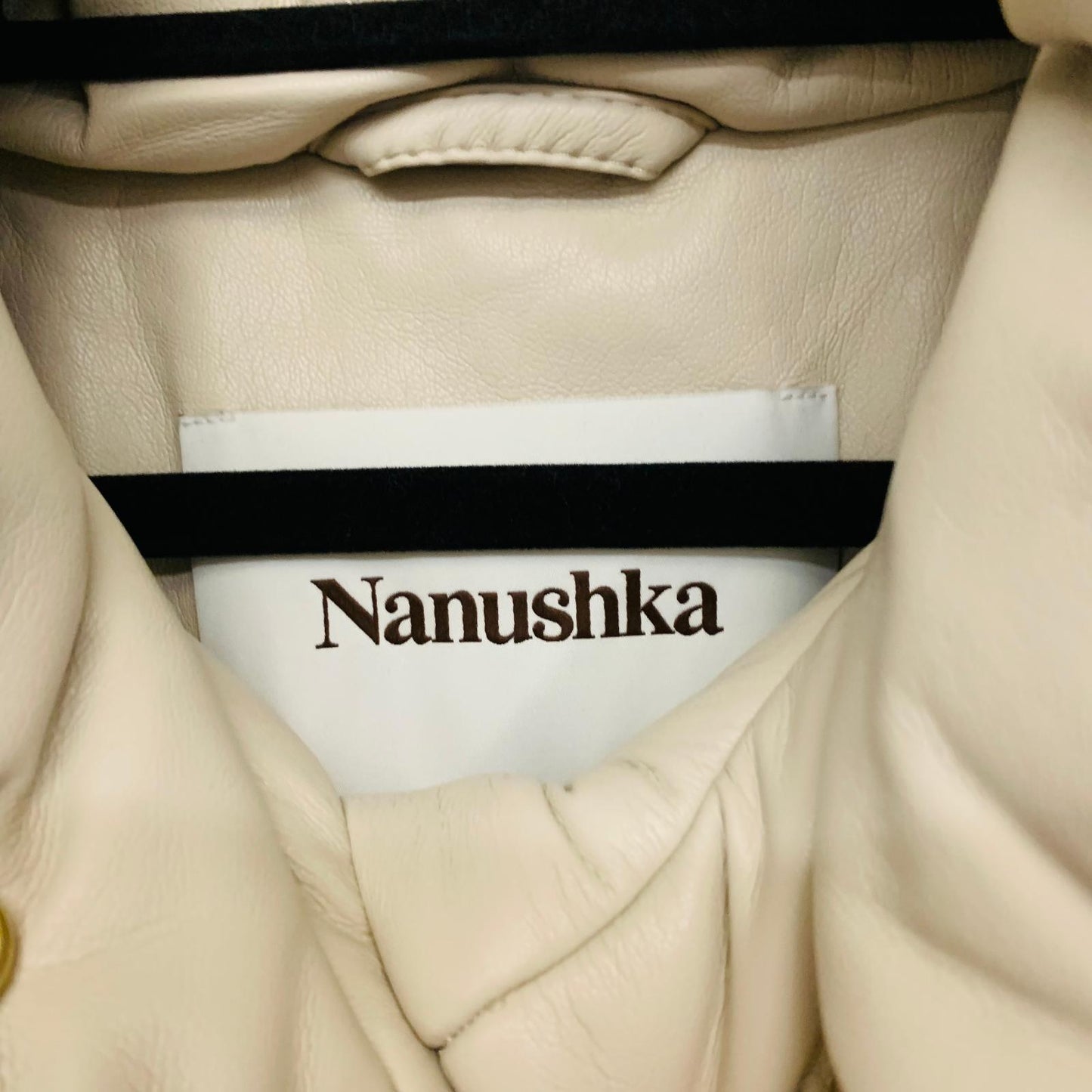 NANUSHKA Beige Ladies Puffer Cropped Long Sleeve Collared Coat UK XS NEW
