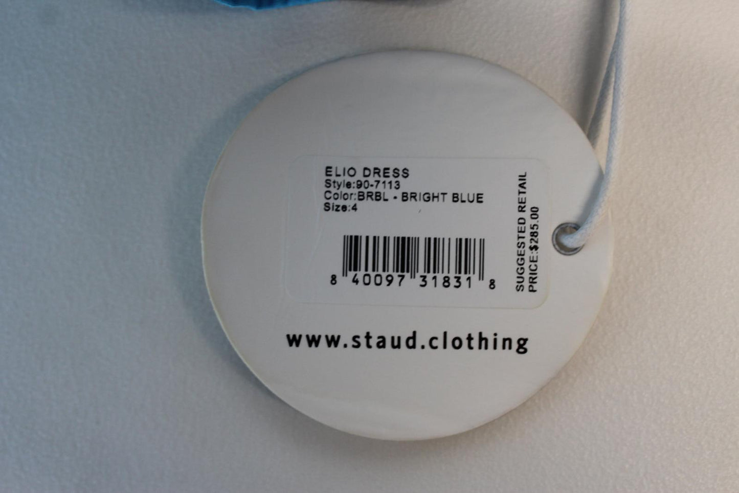 STAUD Ladies Elio Bright Blue Off The Shoulder Tiered Midi Dress UK4 NEW