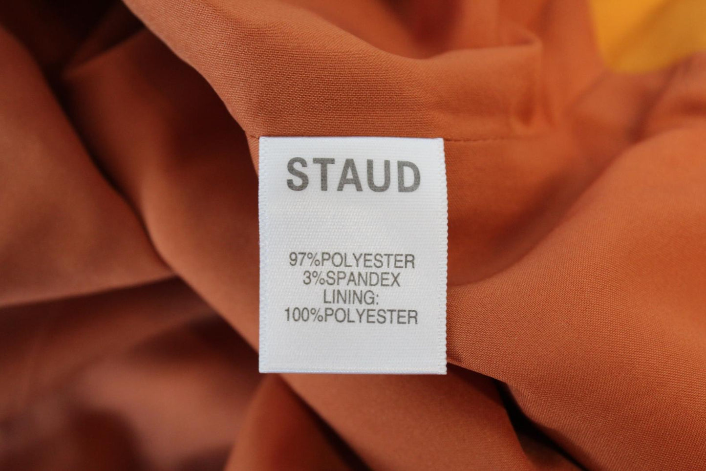 STAUD Ladies Farrah Cumin Orange Satin One Shoulder Side Slit Midi Dress UK8 NEW