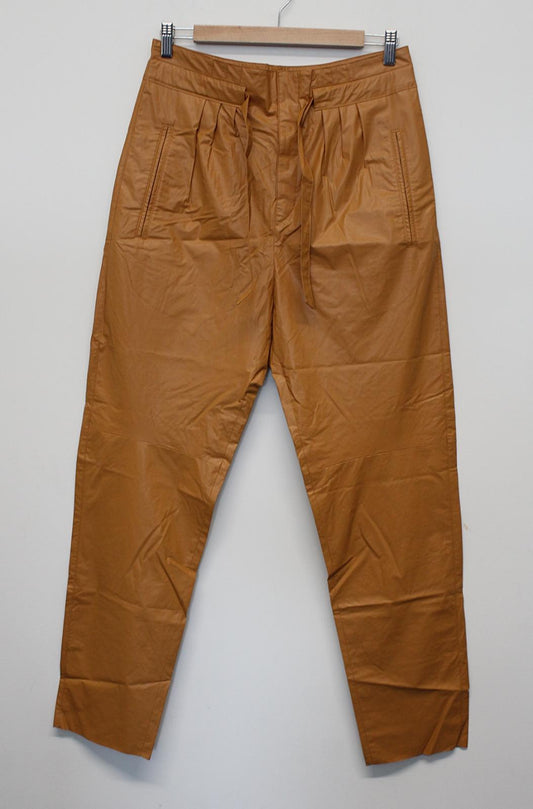 ISABEL MARANT Ladies Duard Brown Zip Faux Leather Trousers EU38 UK10 W31 L31 NEW