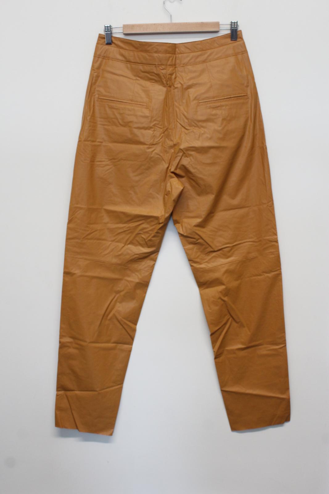 ISABEL MARANT Ladies Duard Brown Zip Faux Leather Trousers EU38 UK10 W31 L31 NEW