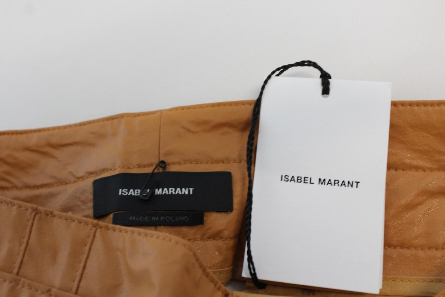 ISABEL MARANT Ladies Duard Brown Zip Faux Leather Trousers EU38 UK10 W31 L31 NEW