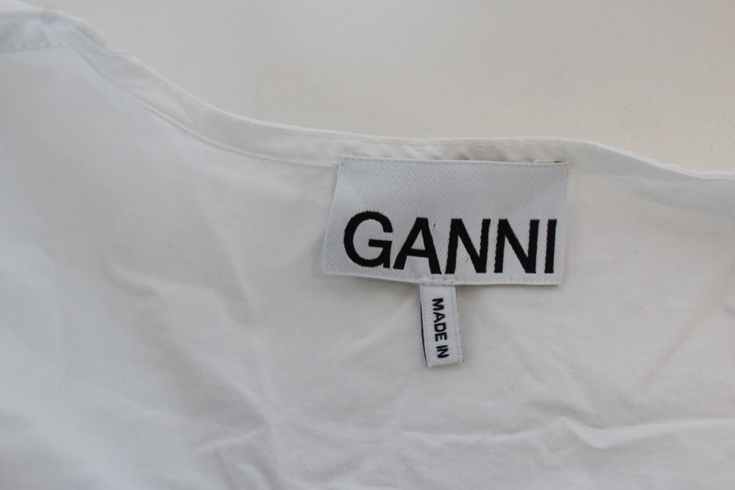 GANNI Ladies White Wrap Front Puff Sleeve Cropped Cotton Blouse EU34 UK6 NEW