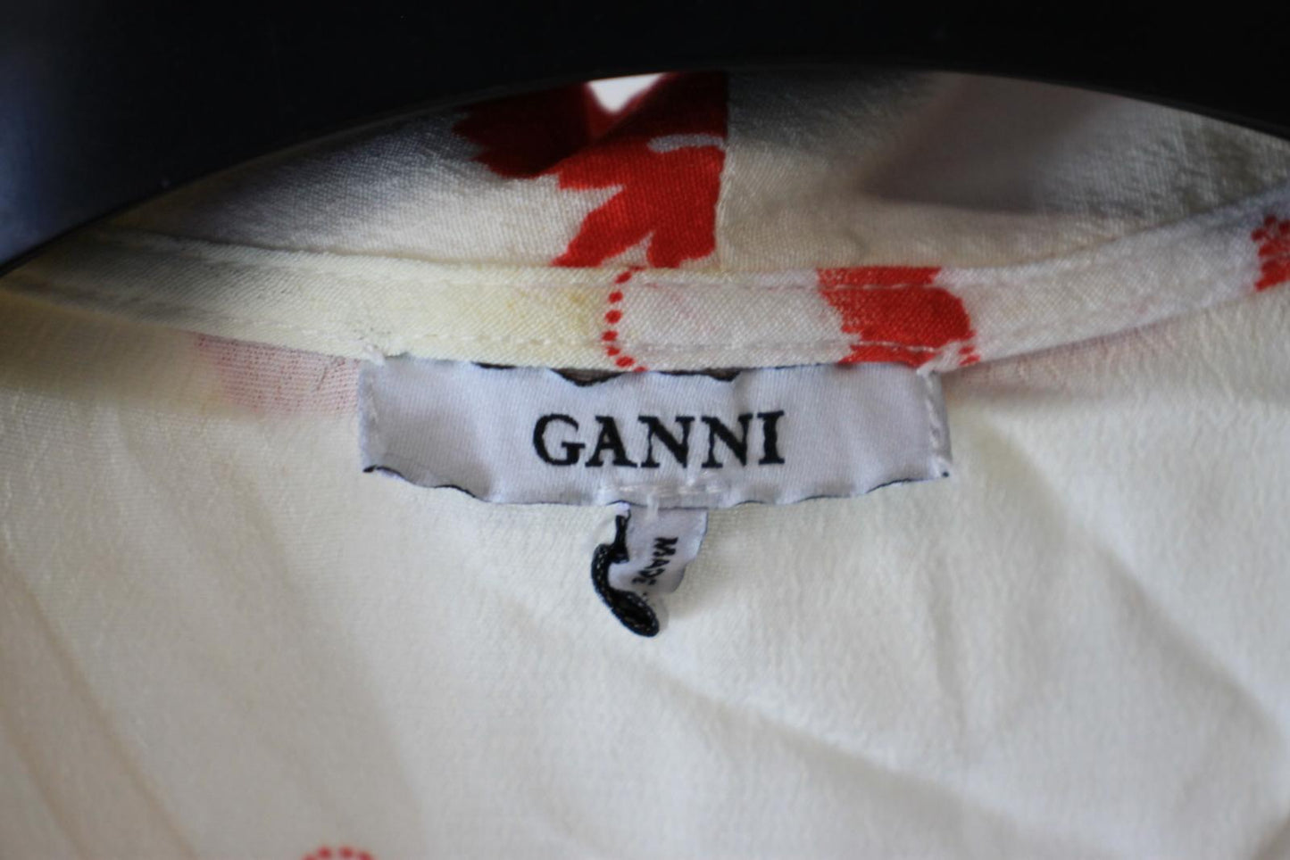 GANNI Ladies Cream/Red Floral Short Sleeve Midi Wrap Dress EU40 UK12 NEW