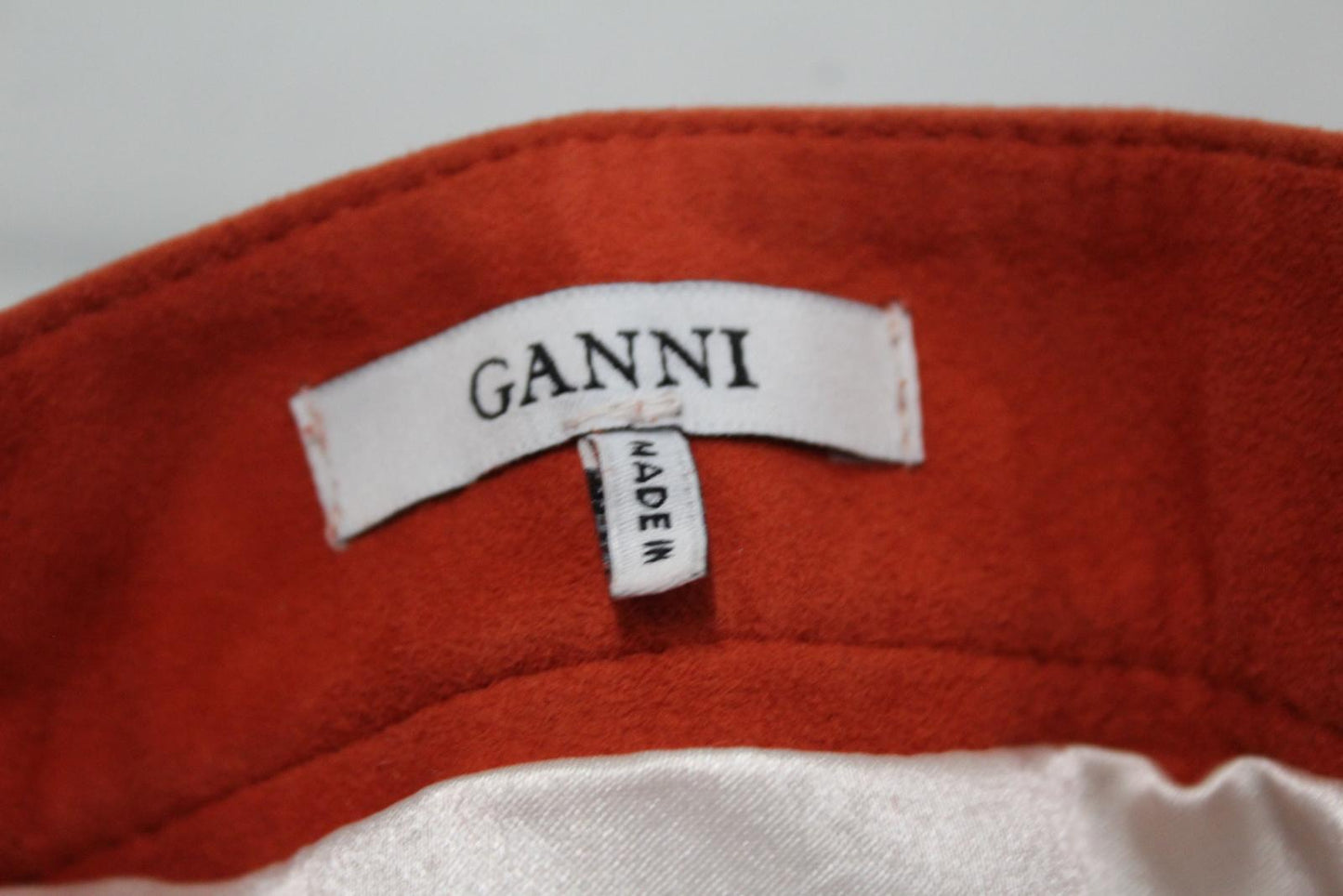 GANNI Ladies Orange Goat Suede Leather Salvia Mini Ruffle Skirt EU38 UK10 NEW